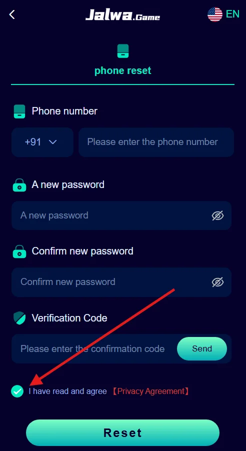Tick on privacy agreement